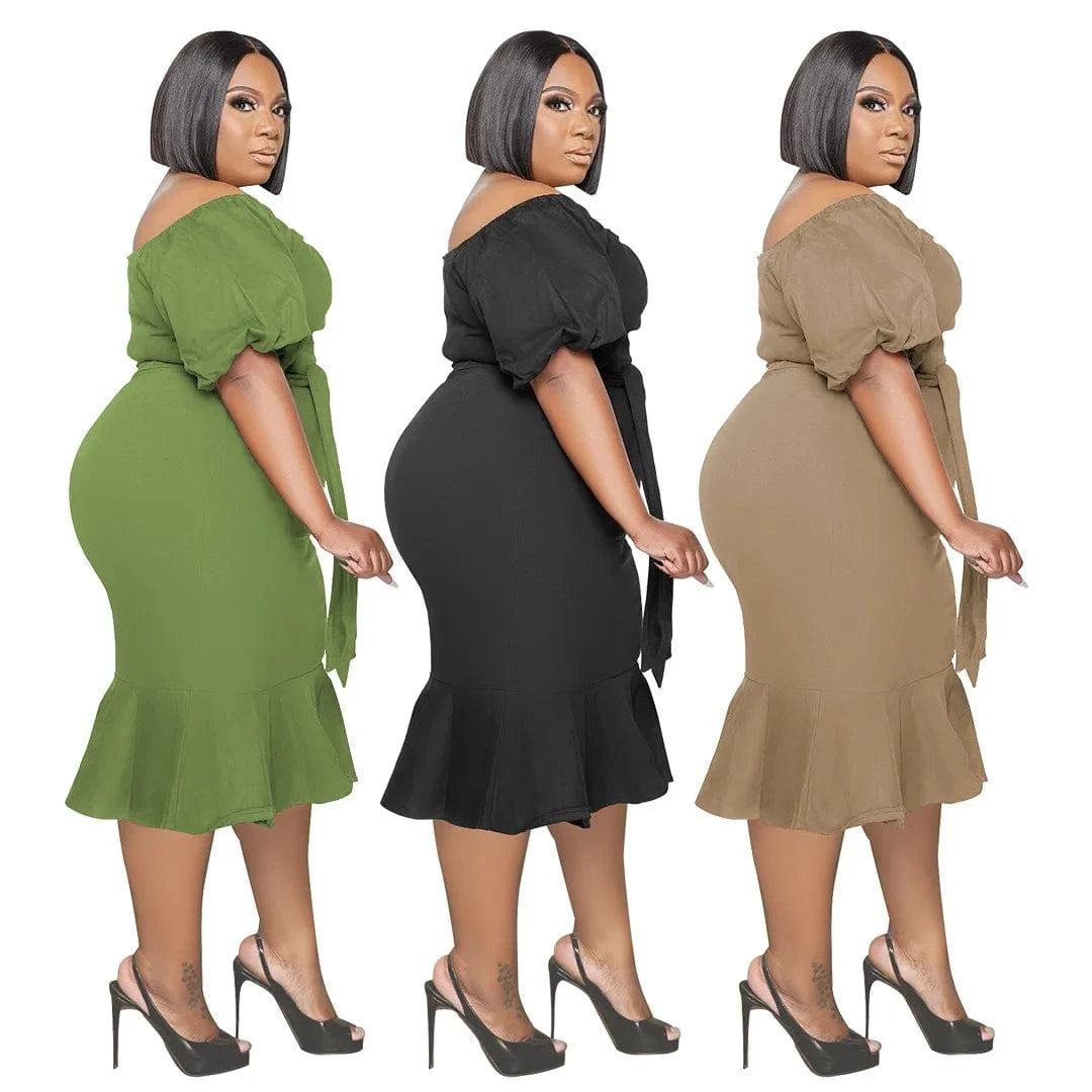 New Design Plus Size One Piece Dress for XL-4XL Women Clothing Cute Fishtail Shirt Dress Summer Clothing for Adult Dress