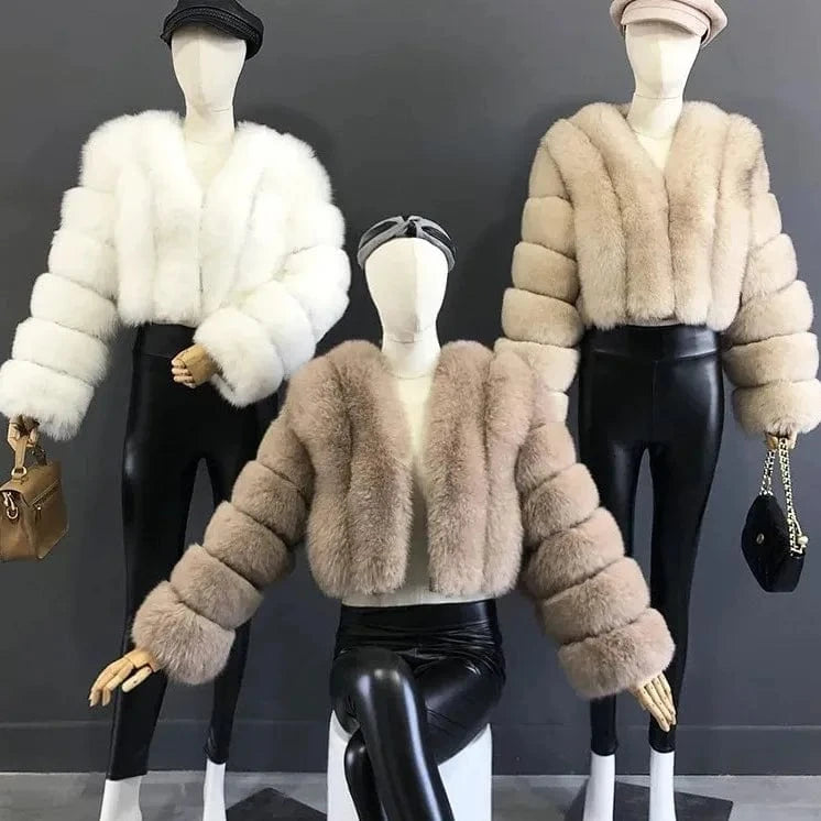 New Design Plus Size Outdoor Furry Fall Ladies Fluffy Mommy And Me Adult Warm Trendy faux fox fur coats winter women's jackets