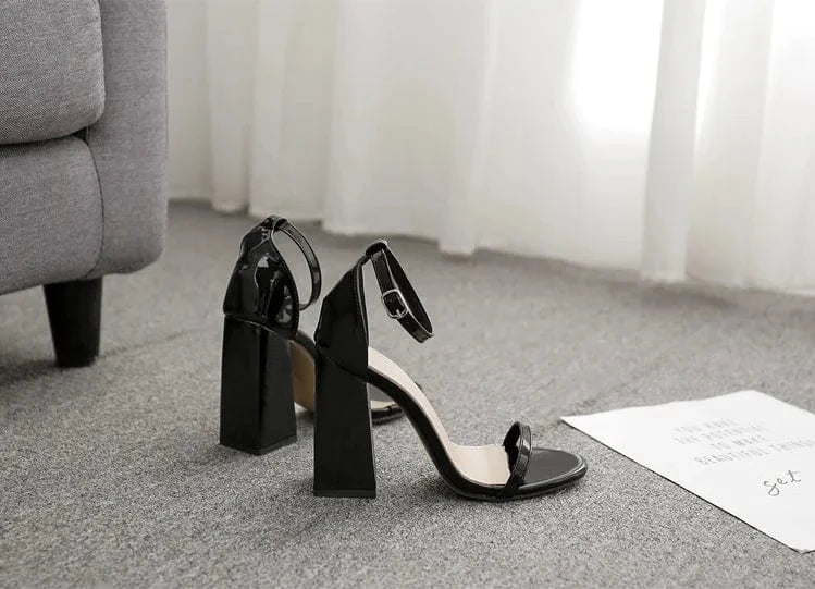 New design sexy women buckled chunky heel ankle sandals round Toe sexy Ladies shoes high heel sandals office shoes