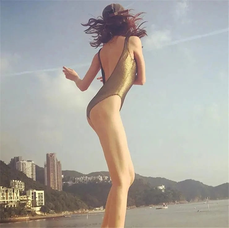 New Design Solid Backless Glossy 18 Teen Open Sexy Hot Young Girl Swimwear Women One Piece Swimsuits For Women 2022