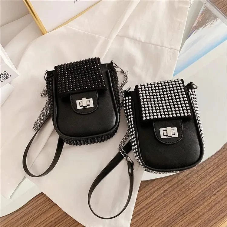 New diamond ladies one-shoulder diagonal bag luxury design mobile phone bag