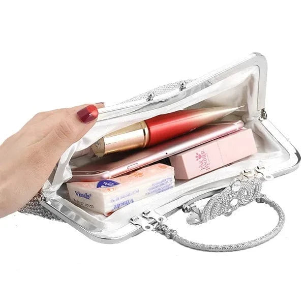 New Elegant Encrusted Set luxury clutch diamond Banquet bag metal handle crown metal frame evening bag