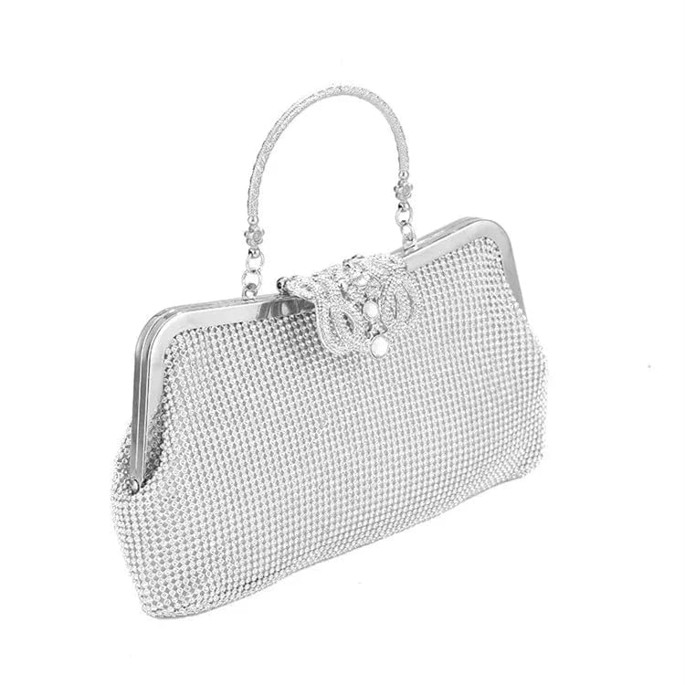 New Elegant Encrusted Set luxury clutch diamond Banquet bag metal handle crown metal frame evening bag