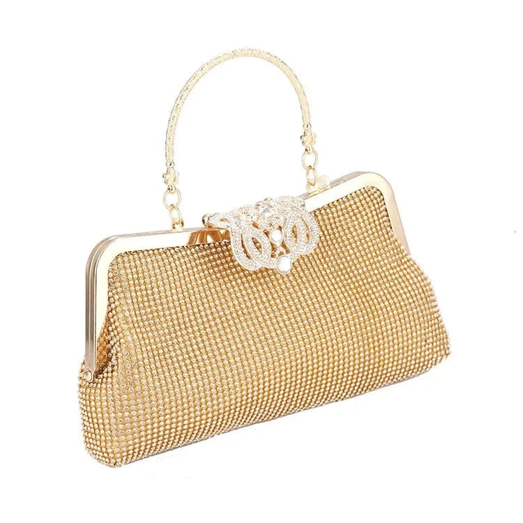 New Elegant Encrusted Set luxury clutch diamond Banquet bag metal handle crown metal frame evening bag