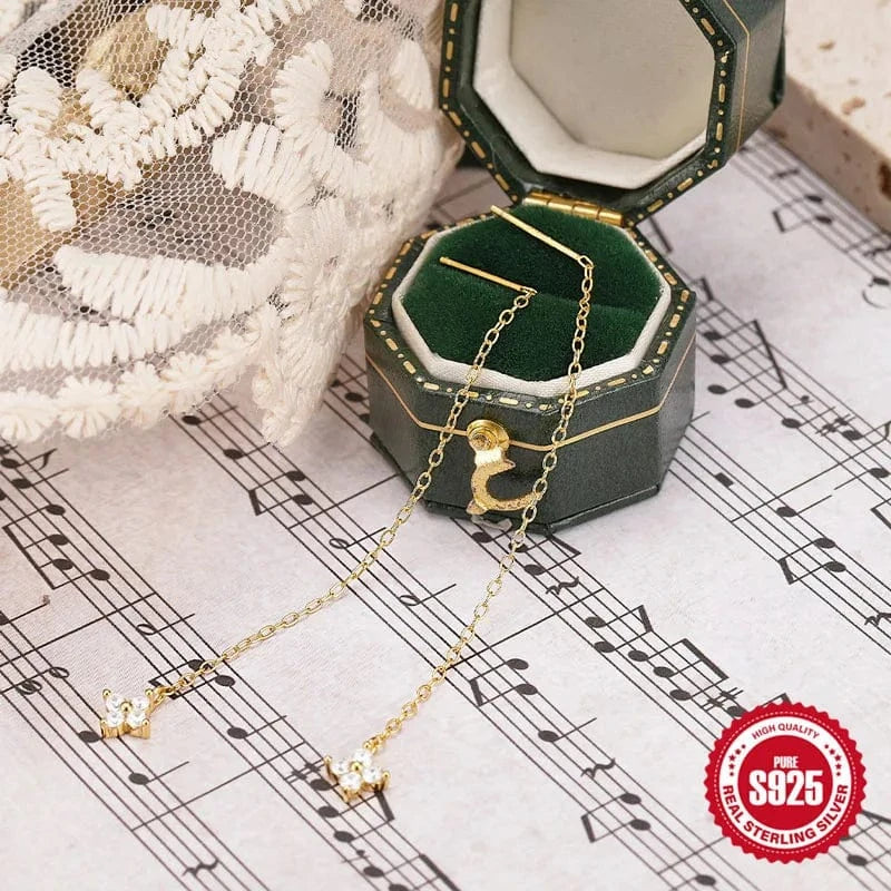 New Fashion 925 Sterling Silver Zircon Wedding Long Drop Earrings For Girls Beautiful Jewelry