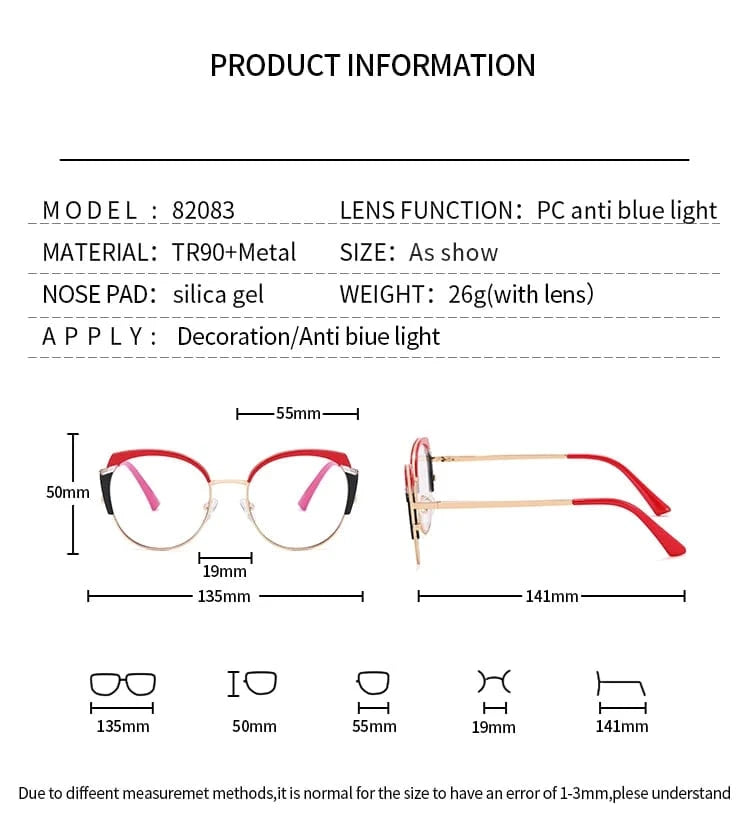 New Fashion Designer Retro Computer Glasses Frame for Women