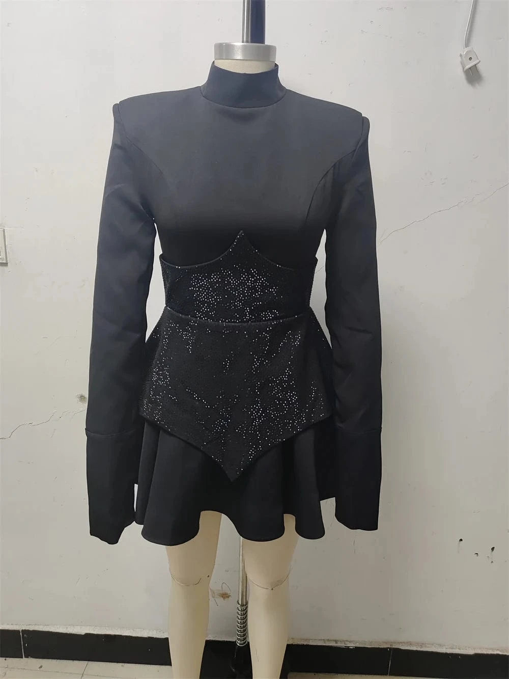 New Fashion Elegant Night Club Home Evening Long Sleeve Sexy Party Dress