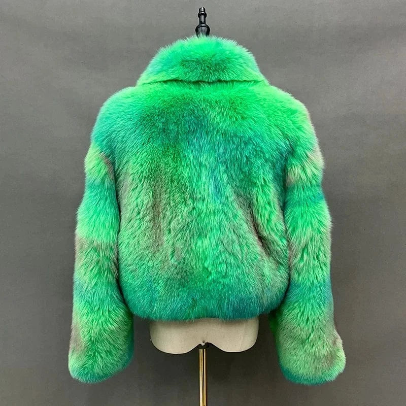 New Fashion Luxury Women Crop Fur Jacket Winter Warm Real Fox Fur Coat for Ladies