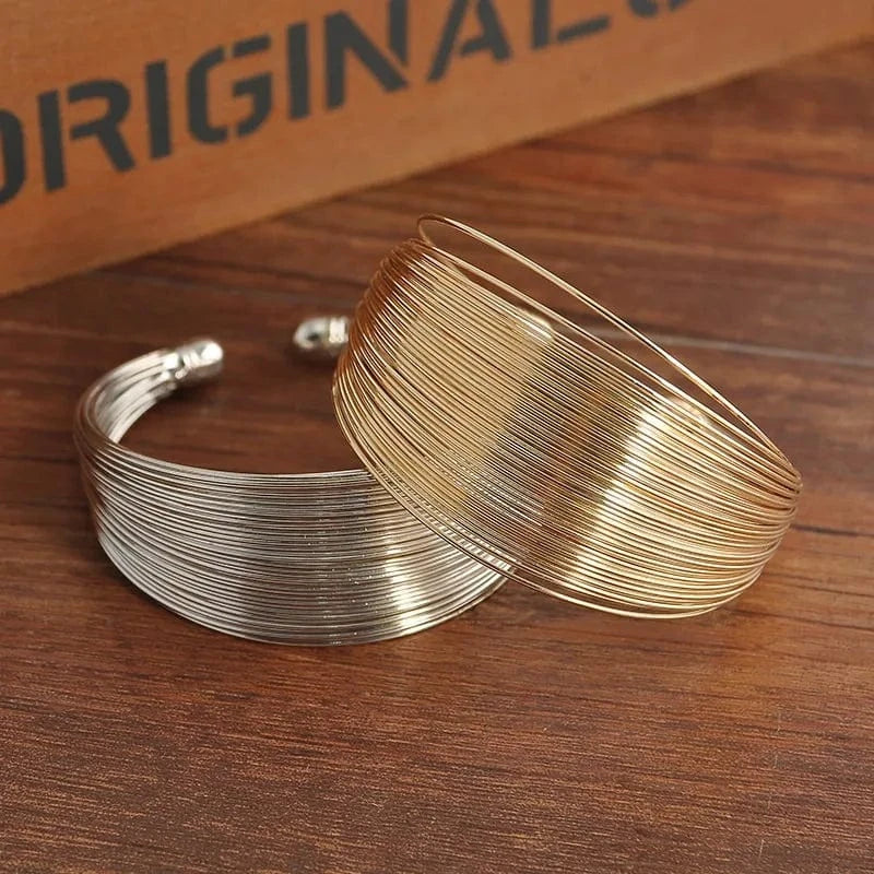 New Fashion Multilayer Bracelet Exaggerated Open Cuff Bangle Bracelet Women's Personalized Wide Silver Bracelets