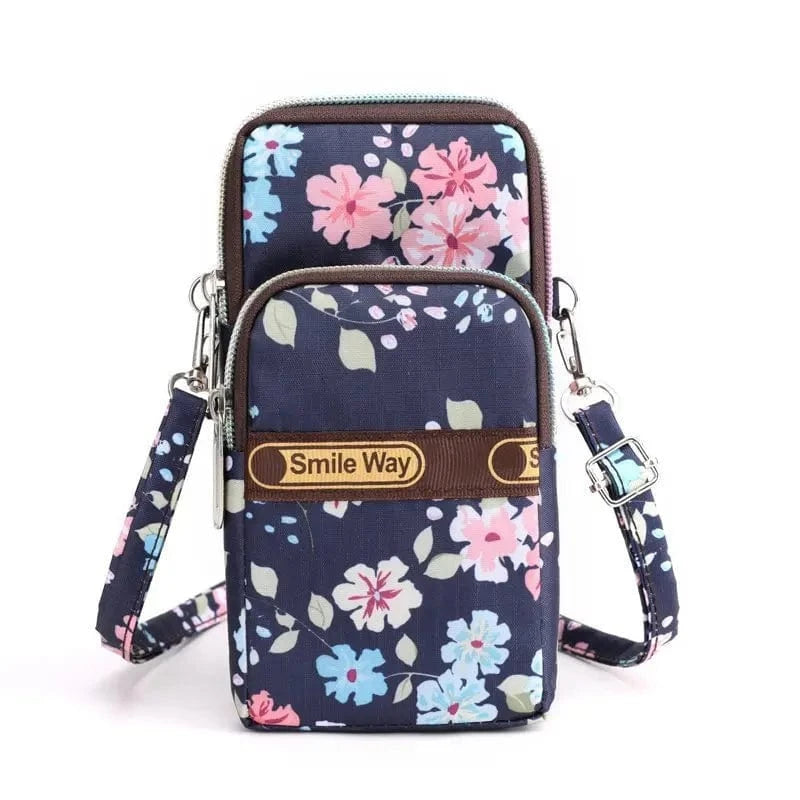 New Fashion Nylon Printed Mobile Phone Bag Trend Multifunctional Small Square Bag Change Multi Compartment Canvas Sling Card Bag