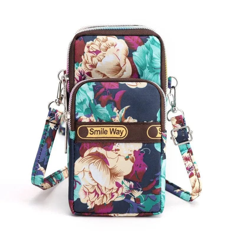 New Fashion Nylon Printed Mobile Phone Bag Trend Multifunctional Small Square Bag Change Multi Compartment Canvas Sling Card Bag
