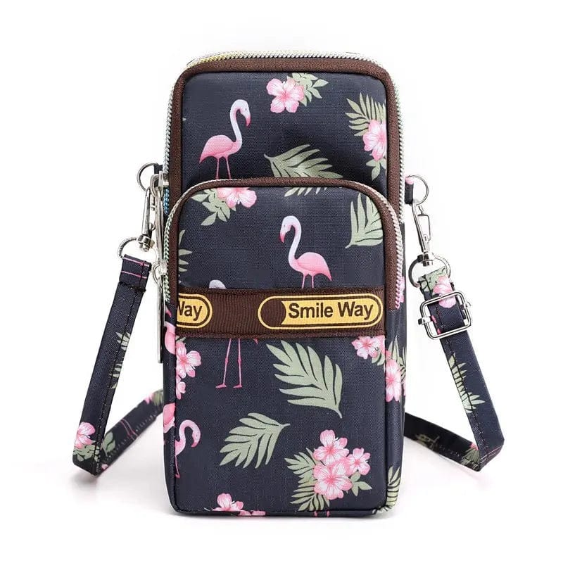 New Fashion Nylon Printed Mobile Phone Bag Trend Multifunctional Small Square Bag Change Multi Compartment Canvas Sling Card Bag