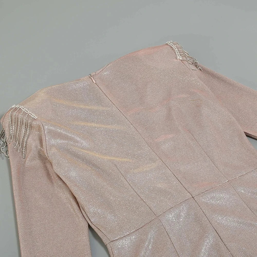 New Fashion Sequins Jumpsuit For Women 2025 Long Sleeves V Neck Draped Autumn Rompers Celebrity Evening Party Club Overall