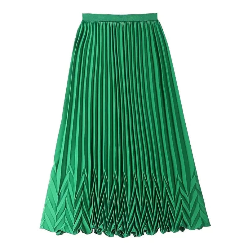 New Fashion Spring Autumn Pleated Skirts for Women High Quality Elegant Casual Korean Chic Kawaii Long A-line Skirt Woman Cloth