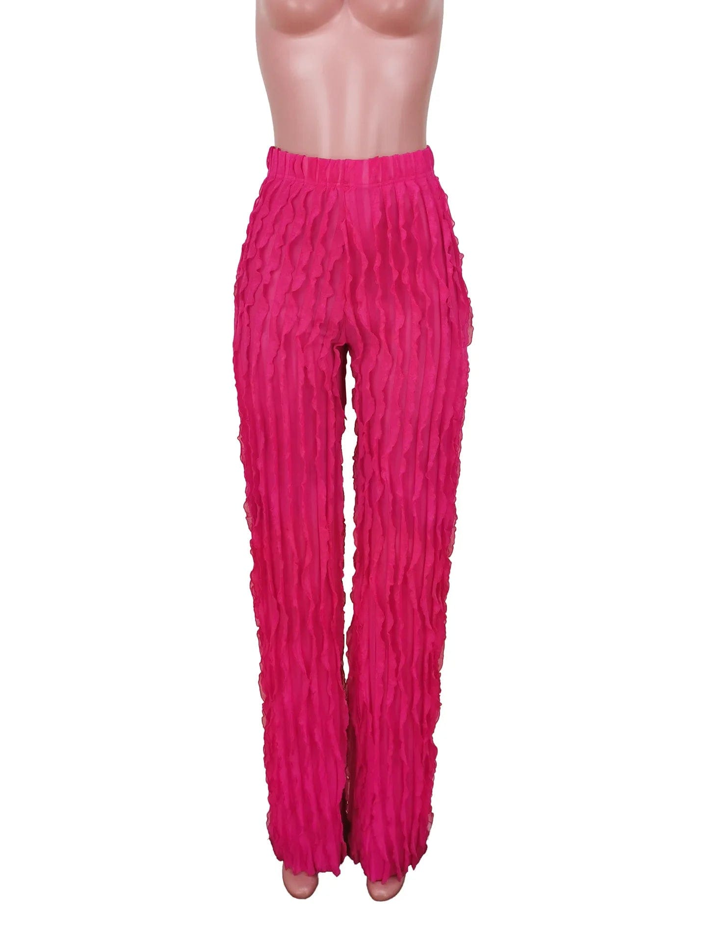 New Fashion Streetwear Wide Leg Pants 2024 High Waist Casual Ruffle Pants Loose Long Pant For Women Clothing