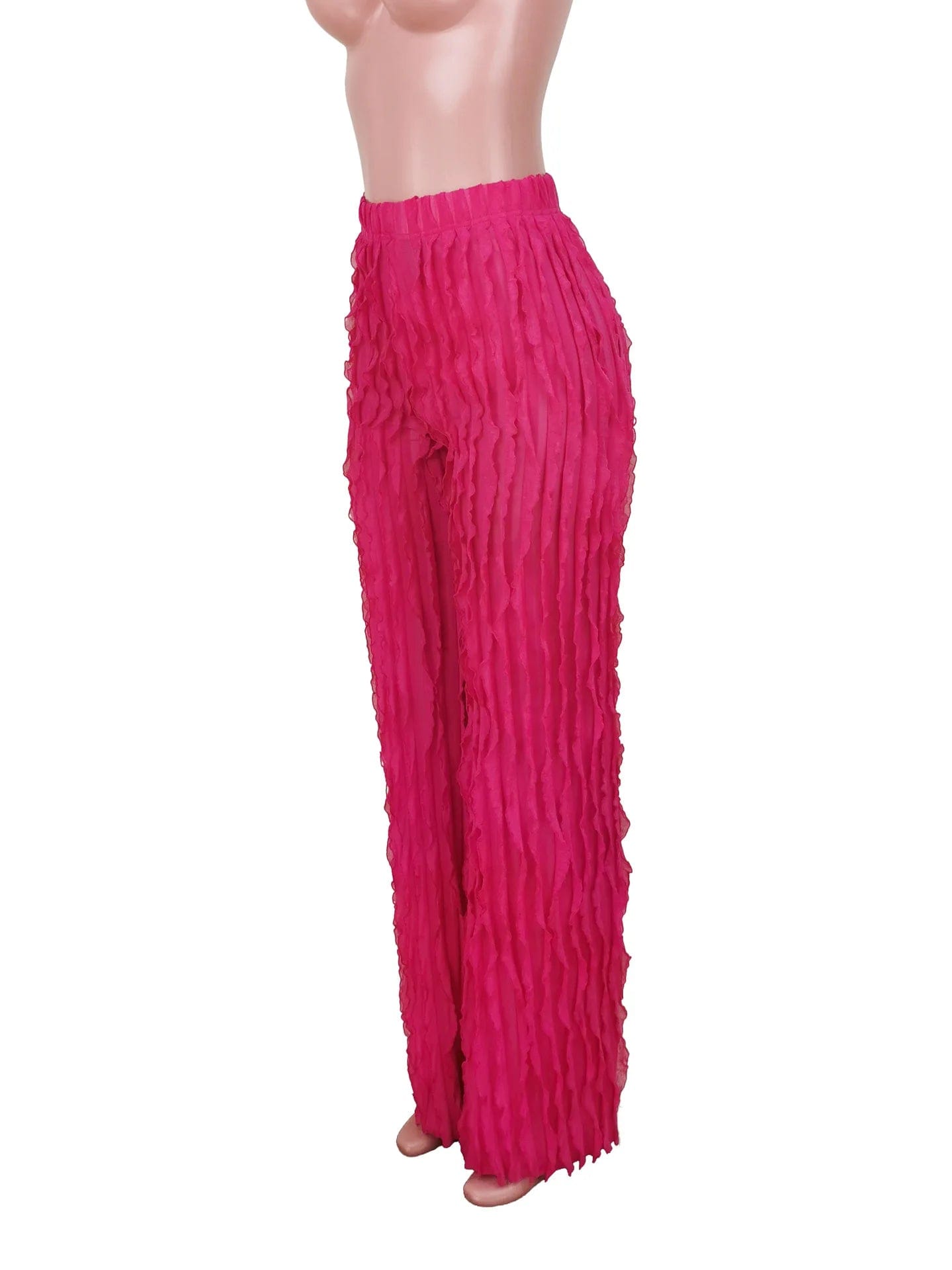 New Fashion Streetwear Wide Leg Pants 2024 High Waist Casual Ruffle Pants Loose Long Pant For Women Clothing