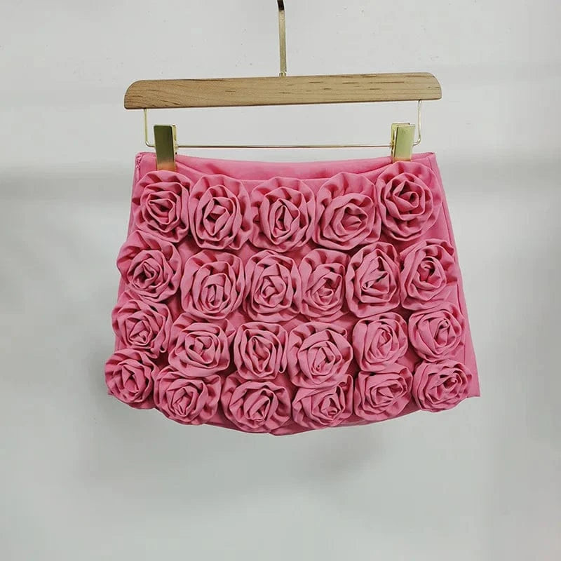 New Fashion Woman Three-dimensional Rose Decoration Design dance High Waist casual summer Slim Skirt Shorts For Women workout