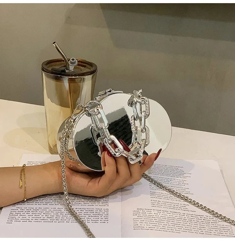 New Fashion women Silver Handbags pvc box Light Lady Tote Bags Lady Design Purses For Females