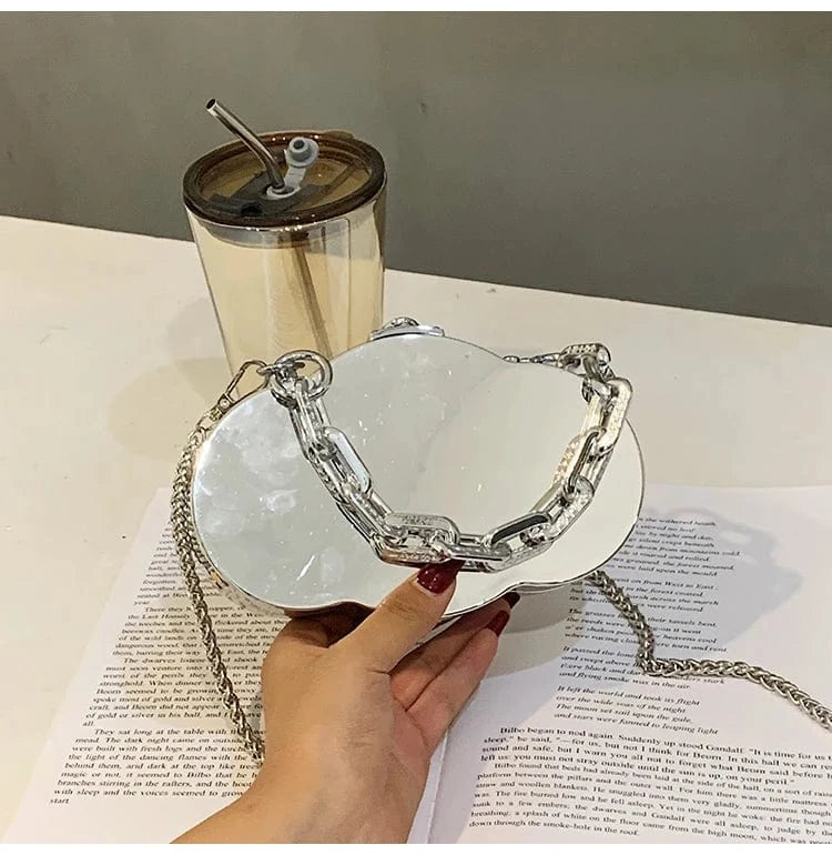 New Fashion women Silver Handbags pvc box Light Lady Tote Bags Lady Design Purses For Females