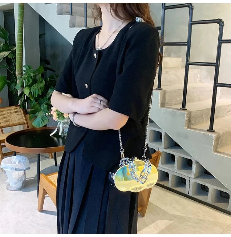 New Fashion women Silver Handbags pvc box Light Lady Tote Bags Lady Design Purses For Females