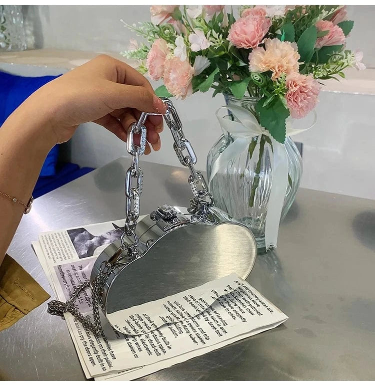 New Fashion women Silver Handbags pvc box Light Lady Tote Bags Lady Design Purses For Females