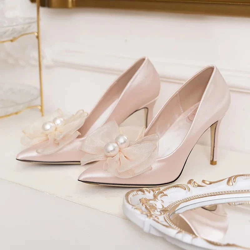 New Female Pointed-toe Shallow Bowknot Sandals Women Spring Summer High Heels Stilettos Ladies Outside Wedding Shoes