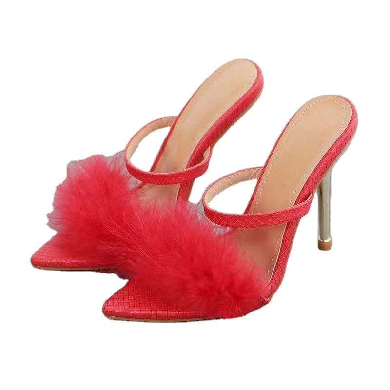New heels fashion 2022 summer women slipper sandals lady stiletto plush high heels