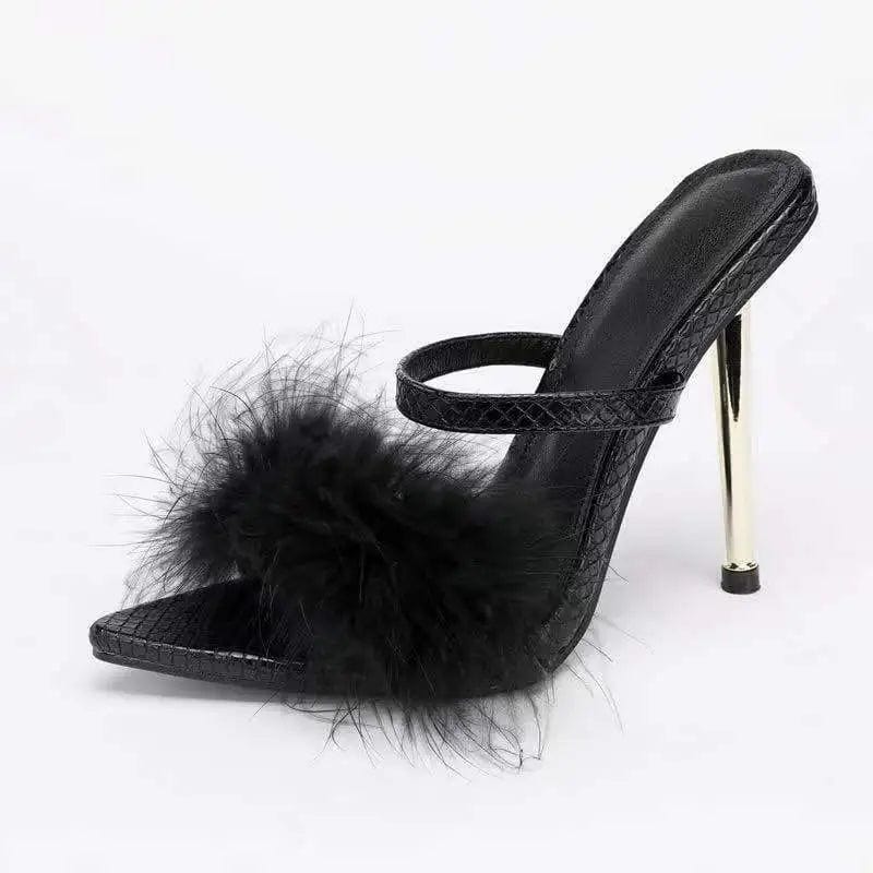 New heels fashion 2022 summer women slipper sandals lady stiletto plush high heels
