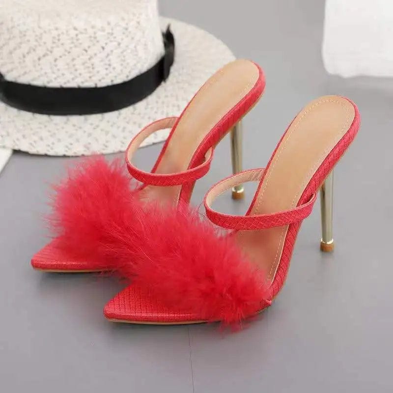 New heels fashion 2022 summer women slipper sandals lady stiletto plush high heels