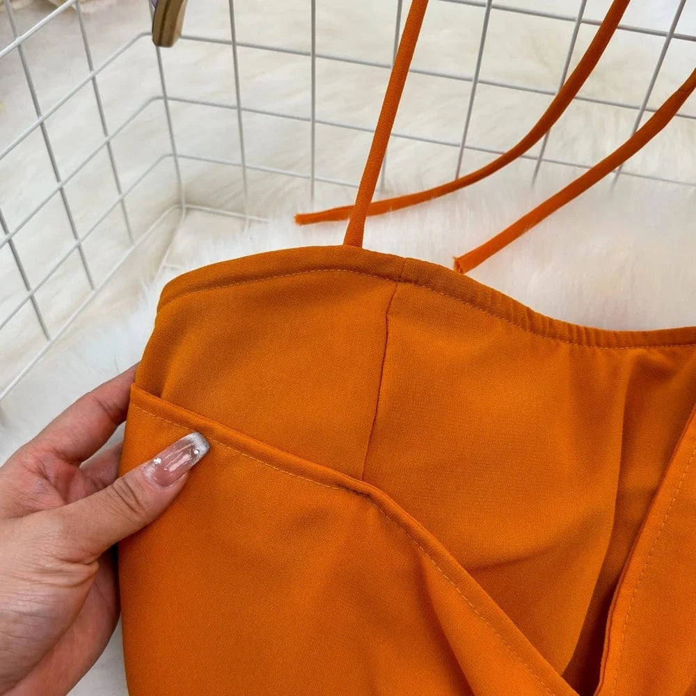 New Holiday Stylish Halter Neck Crop Tank Tops and Skirt Set Women Two Pieces Sets Clothing Wholesale 2