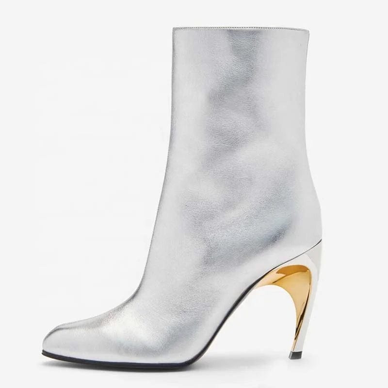 New Hook Shaped Heels Women Thigh High Booties Side Zipper Solid Long Boots Sexy Dress Stiletto Ankle Shoes