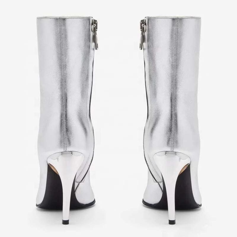 New Hook Shaped Heels Women Thigh High Booties Side Zipper Solid Long Boots Sexy Dress Stiletto Ankle Shoes