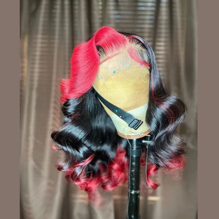 New Pink Brown Highlight Color Body Wave Cuticle Aligned Human Hair Lace Front Wigs With Baby Hair