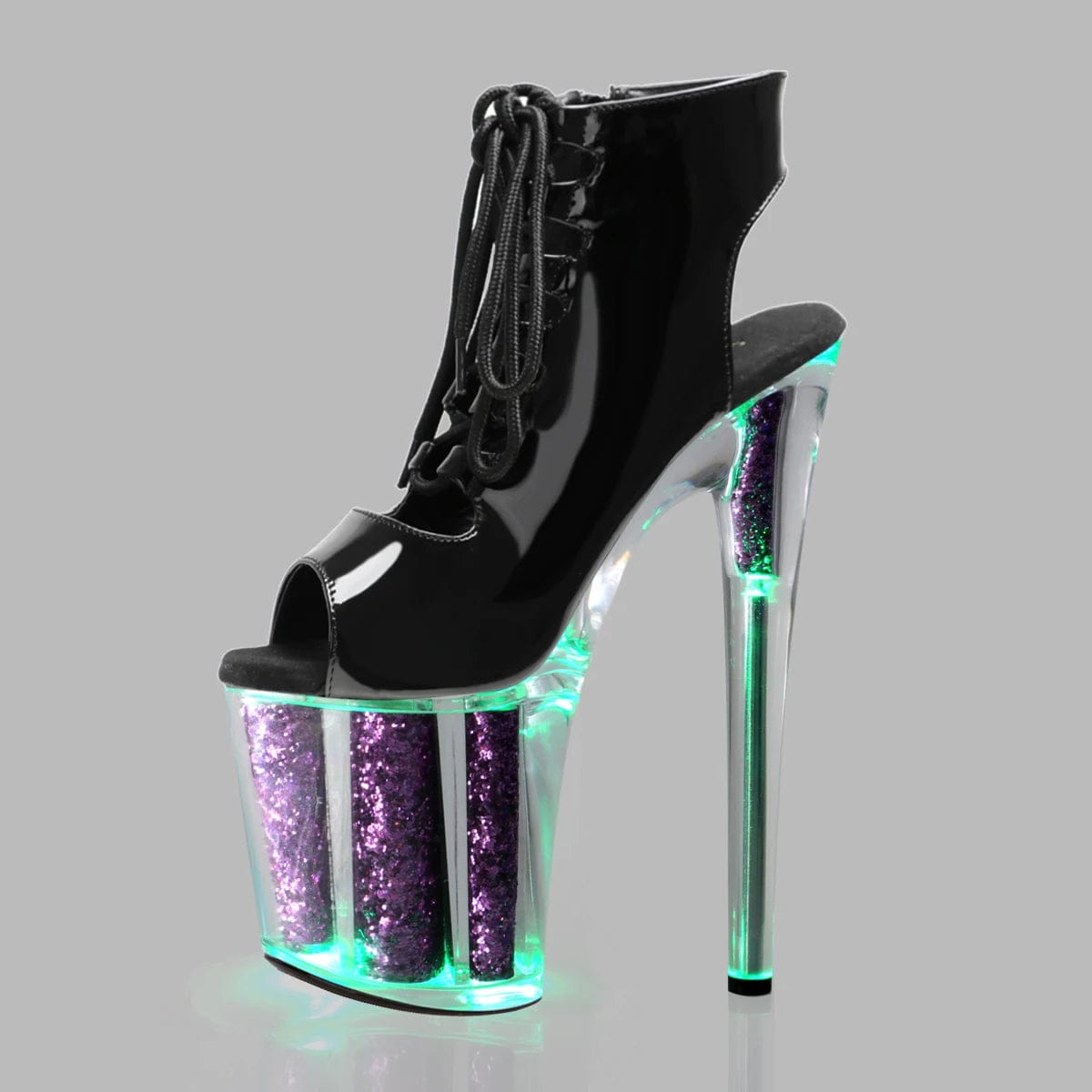 New Platform Ankle Boots 8Inch Peep Toe Strip Pole Dance 20cm Thin Heels Nightclub Gothic Lace Up Sexy Fetish Shoes Flash Mature