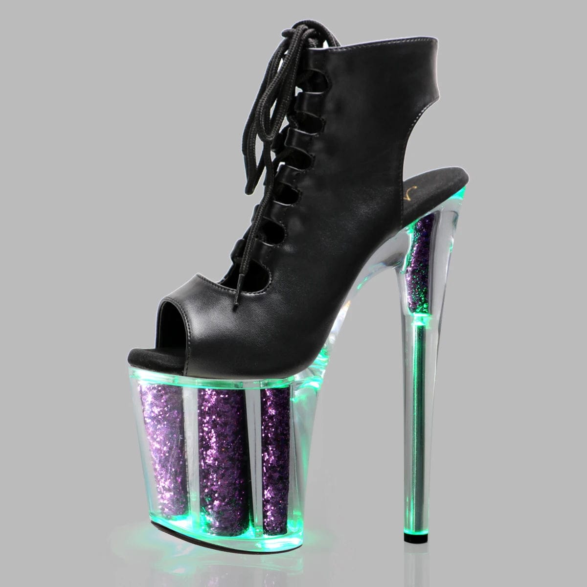 New Platform Ankle Boots 8Inch Peep Toe Strip Pole Dance 20cm Thin Heels Nightclub Gothic Lace Up Sexy Fetish Shoes Flash Mature