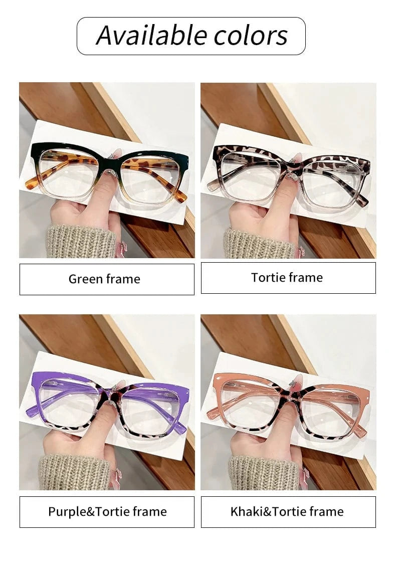 New retro classic square-framed reading glasses with gradient color matching, trendy and fashionable reading glasses