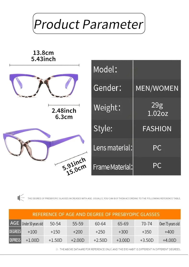 New retro classic square-framed reading glasses with gradient color matching, trendy and fashionable reading glasses