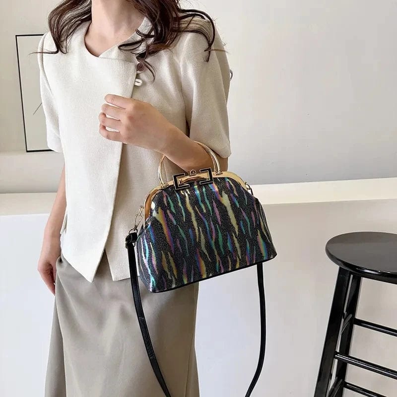 New Retro Women's Lock Chic Handbags Evening Clutch Designer Brand Lady Shoulder Bags Shell Clip Black White Pink Crossbody Bag