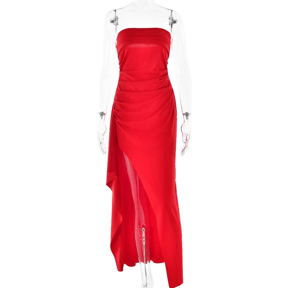 New Sexy Off Shoulder Maxi Dress 2024 Summer Bodycon Club Party Dress Slit Long Dresses