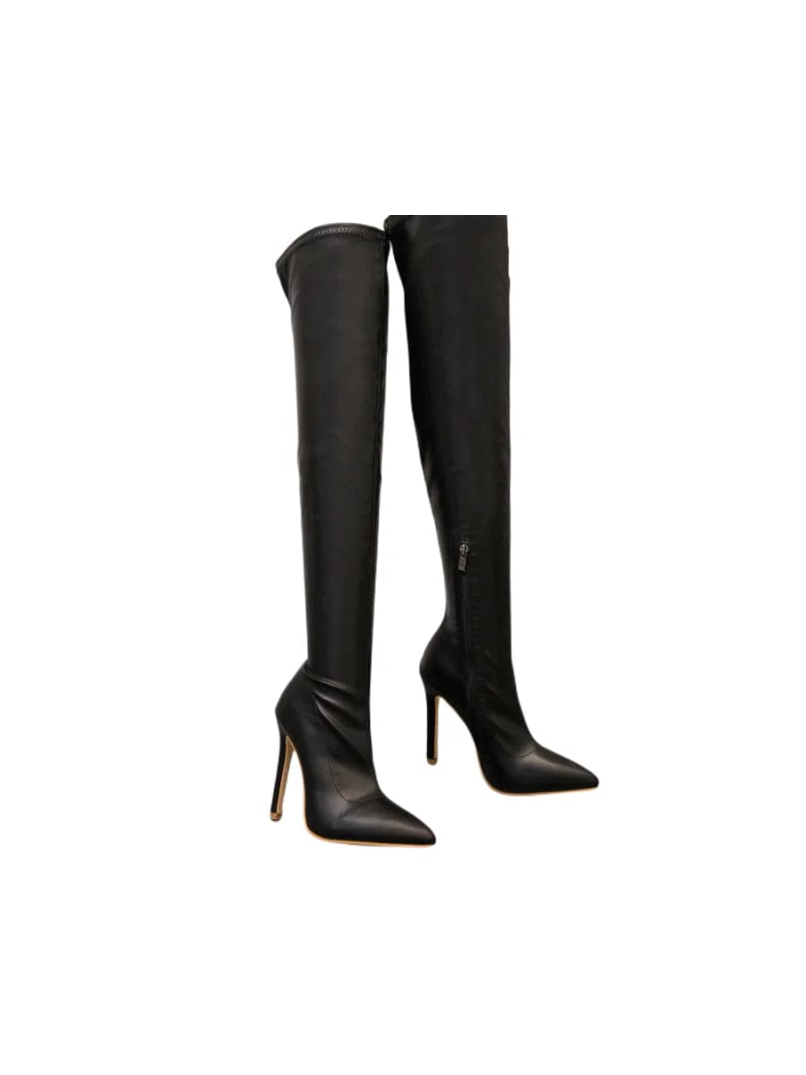 New Sexy Pointy Knee Boots High Women Boots Elegant Party Shoes Solid Color Autumn Winter Slip On Long Boots Plus Size 42