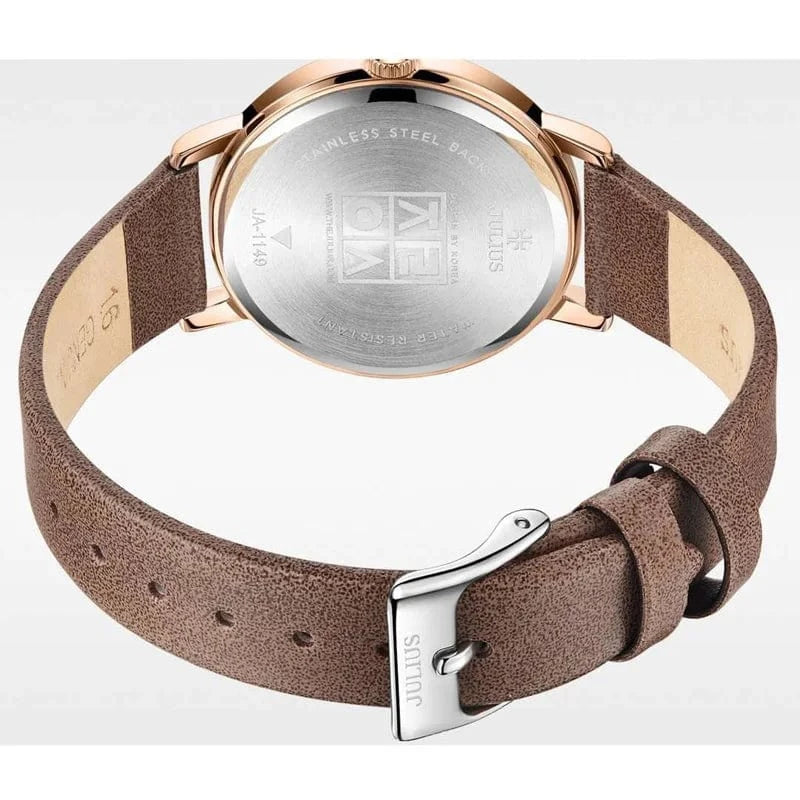 New Simple Lady Women's Watch Miyota Mov't Fine Fashion Hours Bracelet Simple Real Leather Clock Girl's Birthday Gift Julius Box