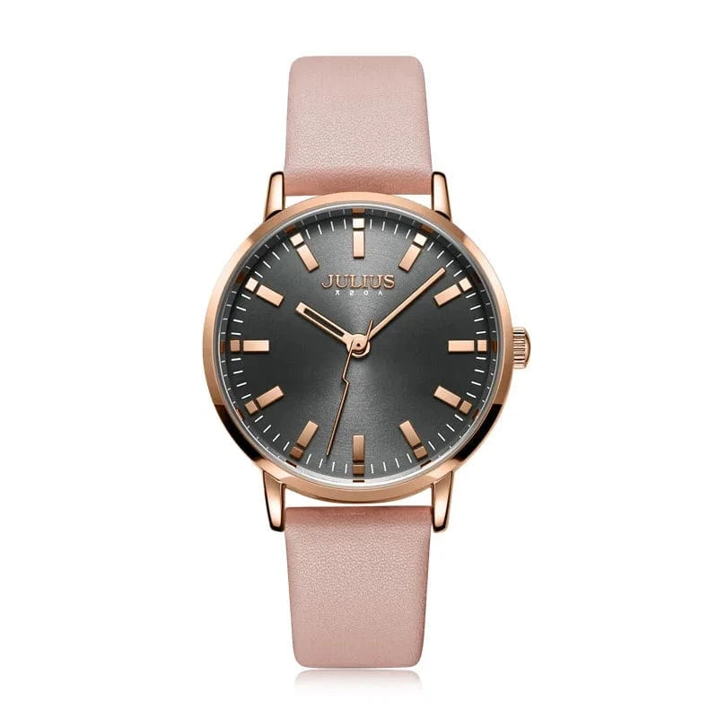 New Simple Lady Women's Watch Miyota Mov't Fine Fashion Hours Bracelet Simple Real Leather Clock Girl's Birthday Gift Julius Box