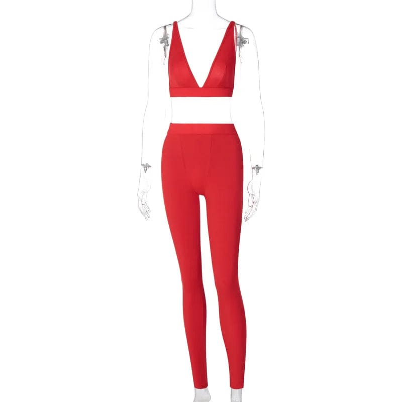 New Sleeveless Crop Tops Legging 2 Pieces Set Women Fashion Streetwear Outfits Sportswear Tracksuit Two Piece Pants Set