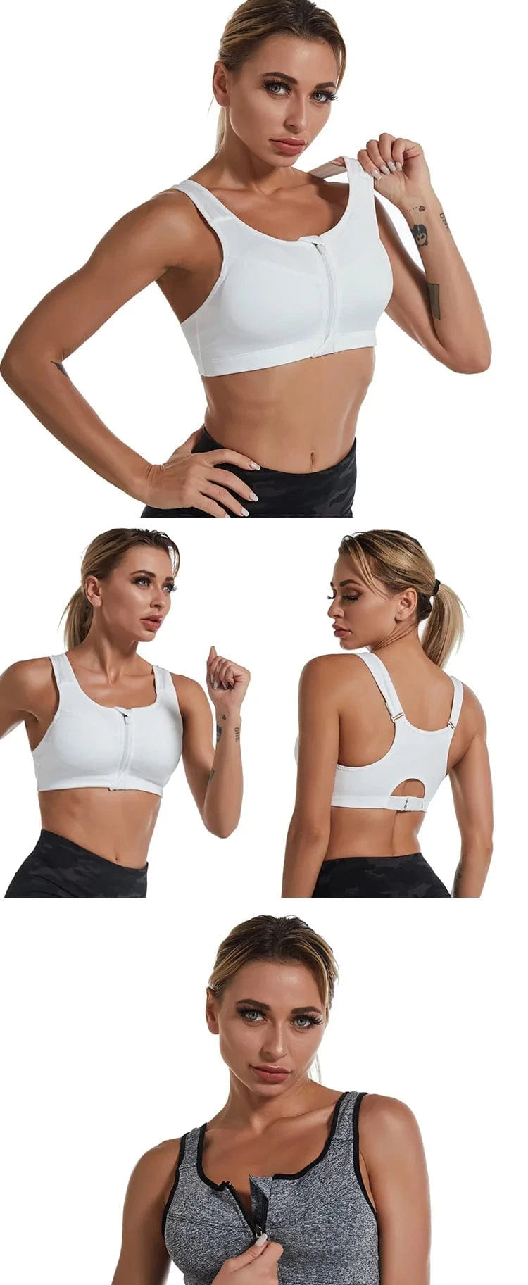 New Sports Bra Women Front Zipper Push Up Gym Jogging Crop Top More Size Tops Yoga Fitness Shockproof Vest Sport Bras for Women