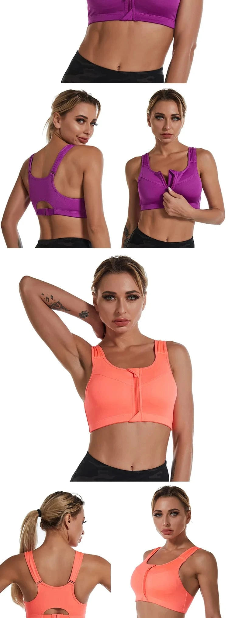 New Sports Bra Women Front Zipper Push Up Gym Jogging Crop Top More Size Tops Yoga Fitness Shockproof Vest Sport Bras for Women