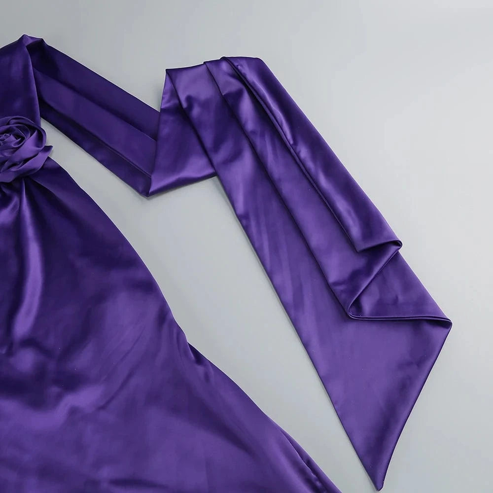 New Spring And Summer Women's Floor-Length Dress High-Waisted Commuter Charm Purple Halter Luxury Evening Party Dress