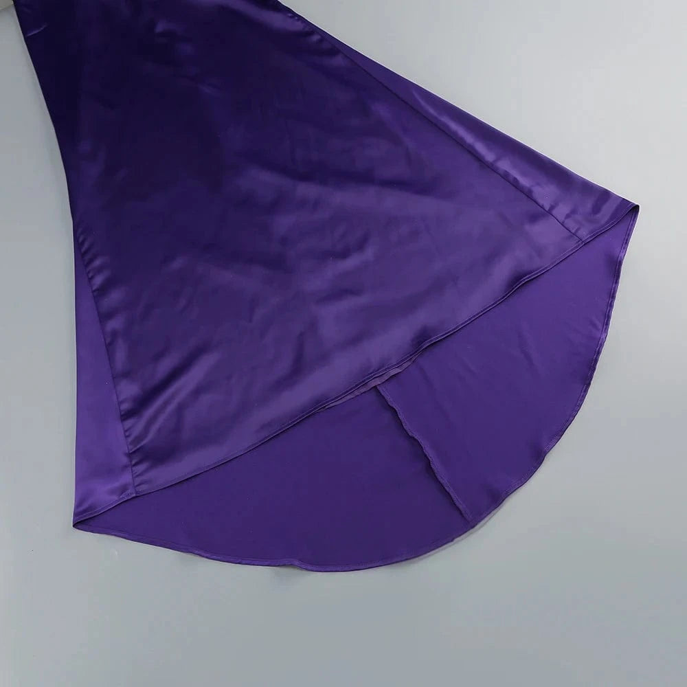 New Spring And Summer Women's Floor-Length Dress High-Waisted Commuter Charm Purple Halter Luxury Evening Party Dress