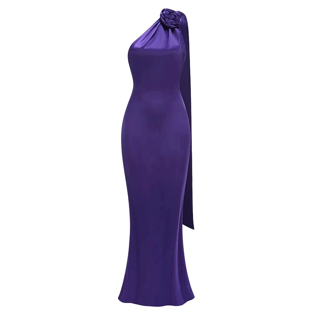 New Spring And Summer Women's Floor-Length Dress High-Waisted Commuter Charm Purple Halter Luxury Evening Party Dress