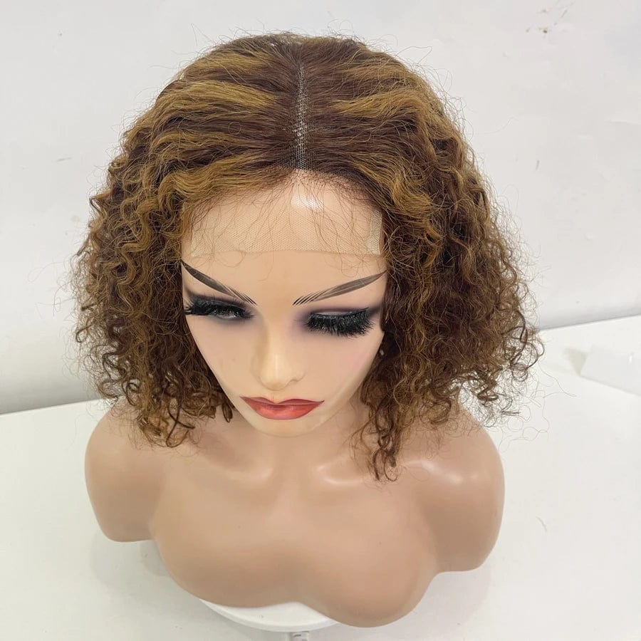 New Style Brazilian GluelessTransparent HD Short Pixie Water Curl Blunt Cut 4x4 Frontal Lace BOB Wigs Human Hair for Women