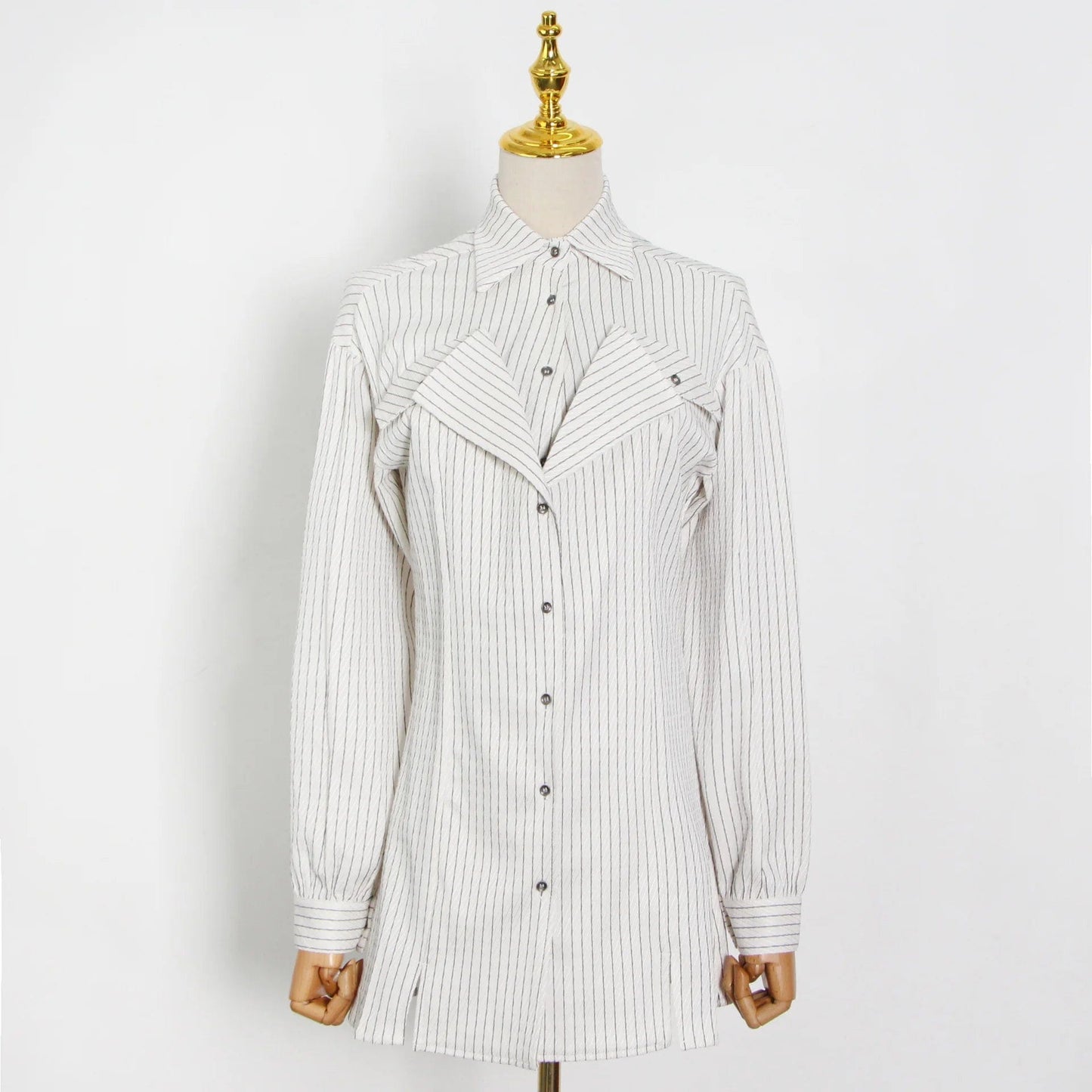 New Style Casual Slim Fit Striped Suit Collar Side Slit Long-sleeved casual  Fashion elegant Women's Shirts blouse for ladies